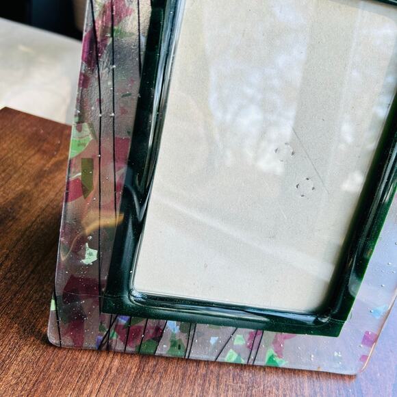 Terragrafics Vintage Art Glass Picture Photo Frame Green Purple Clear - Picture 6 of 13